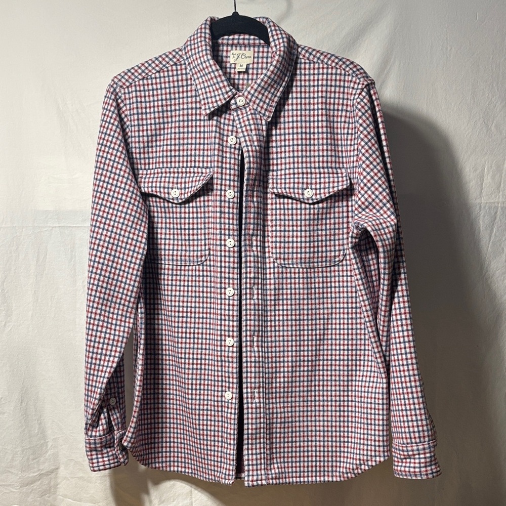 J. Crew Seaboard soft-knit Red and Blue Plaid Casual Button Down Shirt